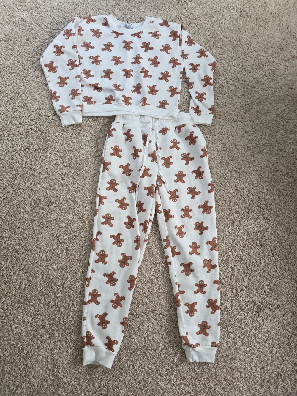Better Together Gingerbread Man Fleece Pajama Set Sweatshirt Joggers M